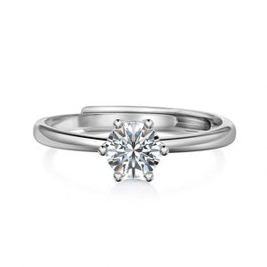 Dylam Elegance Classic Design Fine Jewelry Women S925 <b>Silver</b> 0.5ct D VVS1 Moissanite Stone <b>Adjustable</b> Bridal <b>Ring</b> - Product Image 1