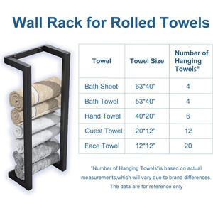 Porte-serviettes mural en acier inoxydable auto-adhésif noir pour salle de bain avec porte-serviettes - Product Image 3