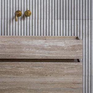 Özel Tasarım Lüks Modern Çevre Dostu Ayaklı İtalyan Bej Traverten Banyo Lavabo Dolabı - Product Image 5
