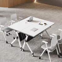 Table de conférence moderne et durable en bois pliable, écologique, avec chaises intégrées pour bureaux, formations et salles de conférence