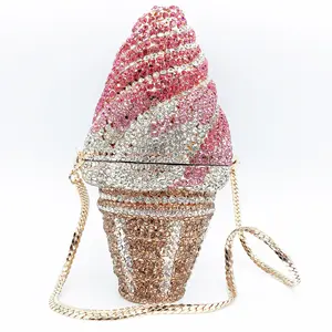 Fashion Luxury Rhinestone Party Women Ice Cream Unique Latest Funky Handbag Evening Purse Clutch Bags For Ladies