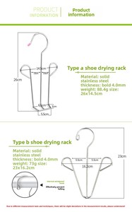 Scarpiera Pieghevole e Impilabile in Acciaio Inossidabile a Singolo Ripiano per Balcone <span class=keywords><strong>Esterno</strong></span> con Design Rinforzato e Gancio per Scarpe - Product Image 3