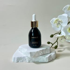 Offre Spéciale – Flacons compte-gouttes personnalisés en verre noir mat de 30 ml avec bouchons transparents pour huiles essentielles, idéaux pour les soins de la peau et des cheveux - Product Image 1