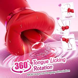 Produits sexuels pour adultes 4 en 1 Nouveau vibrateur langue rose avec forte aspiration et rotation à 360° vibrateurs clitoridiens Alimentation USB - Product Image 4