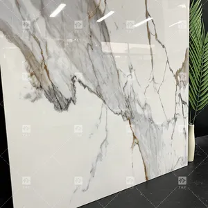 Mármol de lujo Carreaux Look Gold Veins Azulejo de porcelana de gran formato 12x24 Losa de piedra de mármol Calacatta para uso interior