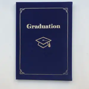 Custom Luxury Personalized Logo Blue Green Diploma Velvet Certificate Folder For Graduation