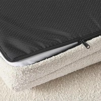 Coussin pour chien orthopédique en mousse, avec housse amovible lavable, imperméable, en lin, couleur crème neutre, en bouclette.