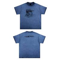 T-shirt Homme Vintage en Coton Supima Personnalisé OEM pour Usine de Confection, Impression DTG, Coupe Boxy, Teinture Tie-Dye, Grammage Lourd
