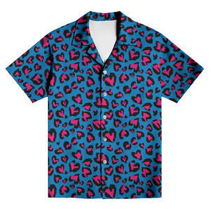 Camisa Hawaiana Personalizada con Estampado de Corazones <span class=keywords><strong>para</strong></span> Hombre, Cuello Camisero, Estilo Urbano, Talla Grande, Diseño de Guayabera Cubana - Product Image 6