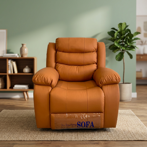 Modern Leather Recliner Chair Living Room Furniture Solid Back Leisure Chair Contemporary Design - Product Image 4