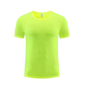 Round <b>Neck</b> Quick Drying Short Sleeve T Shirt Yellow Polyester Solid Color Leisure Workwear Activity Clothing Team Building - Product Image 2