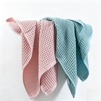 Serviette de bain 100% coton gaufré, légère, séchage rapide, douce, absorbante, anti-bouloches, couleur unie, unisexe, pour spa, hôtel, maison