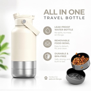 Bouteille d'eau pour chien en acier inoxydable 32 oz 3-en-1 avec logo personnalisé, design isolé sous vide, étanche, pour les voyages en plein air, utilisation portable - Product Image 2
