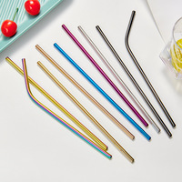 Ensemble de pailles à boire portables et réutilisables en acier inoxydable de qualité alimentaire avec sac écologique et brosse de nettoyage, accessoires de bar