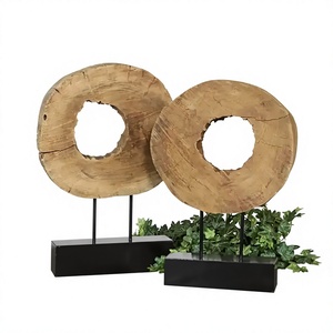 SET of 2 Sculpture <b>Decorative</b> <b>Table</b> Statue Home <b>Decorate</b> Living Room <b>Decoration</b> Metal Wooden Tree Sculpture for Office Desktop - Product Image 1