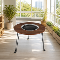 Table de foyer multifonctionnelle 3-en-1, barbecue extérieur, brasero à bois, chauffage pour jardin, patio, camping