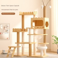 Arbre à chat en peluche avec nid et plateau à gratter, capacité de 22 kg, jouet pour animaux de compagnie toutes saisons, capsule spatiale, directement de l'usine
