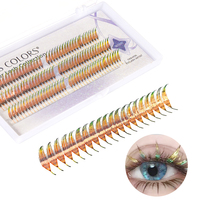 STARSCOLORS Cils holographiques Manga Fan, Cils Anime colorés à pointe tour, Cils brillants à paillettes, Cils en forme de spirale de bande dessinée, Extension de cils