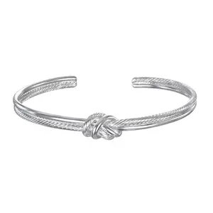 Duyizhao-pulsera de Metal con nudo texturizado para niñas, brazalete para hacer joyas