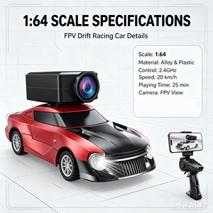 Dwi Dowellin Auto RC FPV da Drift in Scala 1:64, WiFi APP, Giroscopio 2.4GHz |   Telecamera HD con <span class=keywords><strong>video</strong></span> in tempo reale. Doppio controllo: telecomando o app per telefono - Product Image 3