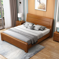 Lit en Bois Massif 1,8 m Lit Queen Size 1,5 m Lit Double Économique Simple Mobilier Moderne Chambre Parentale Rangement