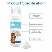 Zourunan Nuevo Champú Seco Sin Agua 60ml Espuma Sin Enjuague Aroma a Arándanos Para Aseo de Gatos y Perros Marca Blanca OEM Bajo MOQ