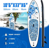 Planche à pagaie gonflable IBoard ISUP modèle polyvalent en PVC/EVA couleur rose bois pour lacs et rivières avec aileron, pagaie, leash et sac