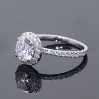 Cincin Emas Solid 14K Wanita, Perhiasan Mode Putih Berlian Moissanite 2 Karat D VVS1 untuk Pernikahan