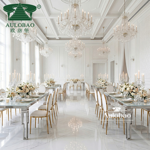 Meubles de salle à manger modernes de luxe en acier inoxydable doré/blanc, tables et chaises de restaurant pour appartement et hôtel - Product Image 3