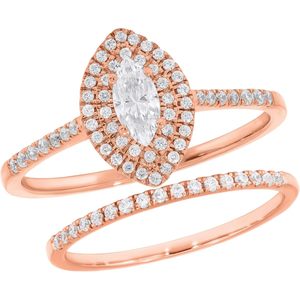 KEEVA JEWELS 18K Solid <b>Gold</b> & 0.50Ct Lab Grown Diamond Halo Engagement <b>Set</b> Fine <b>Jewelry</b> with Matching B& - Product Image 4