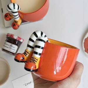 Lelyi vẽ tay gốm Cốc gốm thân thiện với môi trường với thiết kế dễ thương 250ml Dung tích cốc cà phê chân lên tính năng - Product Image 4