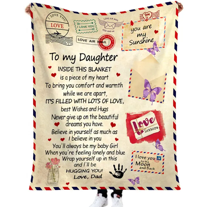 Custom Designer Blanket Birthday Holiday Gifts to Daughter Son Girlfriend Letter Flannel Camping Blanket