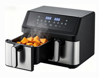 Freidora de Aire de Doble Cesta 4.5L+4.5L, Horno de 2000W con Pantalla Táctil Digital, 8 Ajustes Preestablecidos, Deshidratador, Cubierta de Acero Inoxidable, Clase A de Ahorro Energético