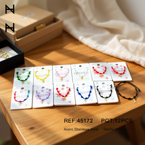 Bracciale in acciaio inossidabile con nodo a sette stelle e design a spina di pesce, fatto a mano, set da 12 pezzi - Product Image 2