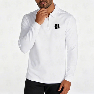 Camiseta Deportiva de Gimnasio de Secado Rápido Personalizada de Alta Calidad, 100% Poliéster, Camiseta Polo de Manga Larga con Cierre de 1/4 y Bordado para Hombre - Product Image 2