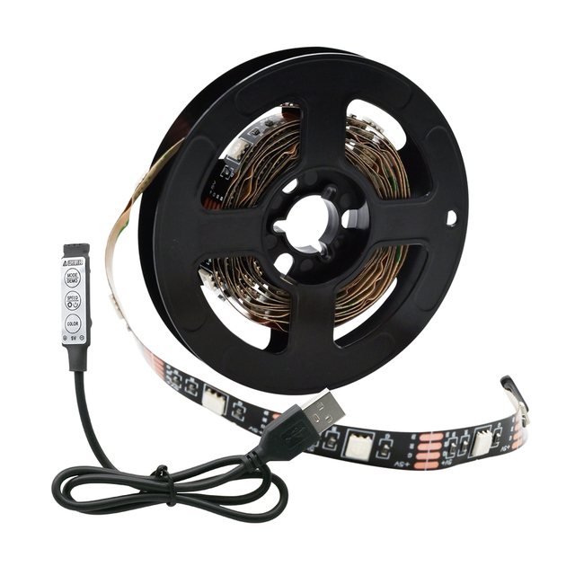 5V 1M 2M 3M 4M 5M 5050 RGB Colorful LED Strip Lighting TV Backlight Waterproof with 3 Keys Mini Buttons USB LED Strip Light