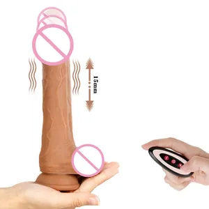 Wireless Remote Control Long Electric Dildo Stimulation Vagina Heated Thrusting Vibrator Sex Toys For Women