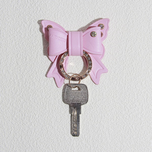 Porte-clés de <span class=keywords><strong>voiture</strong></span> luxe personnalisé 3d <span class=keywords><strong>papillon</strong></span> Cadeaux pour femmes sac pendentif à breloques en cuir Mignon bling strass Porte-clés nœud <span class=keywords><strong>papillon</strong></span> - Product Image 3