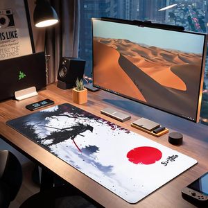 แผ่นรองเมาส์เกมมิ่งลายอนิเมะญี่ปุ่นแบบมีความร้อน ขนาด XXL 900x400 มม. แผ่นรองโต๊ะขนาดใหญ่ เย็บขอบ กันน้ำ กันลื่น สำหรับพีซีและแมคบุ๊ก - Product Image 5