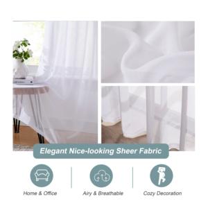 Klasik 80GSM Dolly Polyester Şeffaf <span class=keywords><strong>Voile</strong></span> Perdeler Yumuşak Işık Filtreleyici Zarif 2'li Set Beyaz Şeffaf Perde - Product Image 3