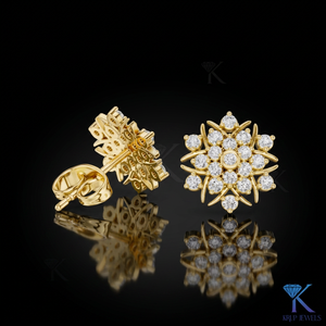Lab Grown Diamond <b>Snowflake</b> Stud <b>Earrings</b> Multi Stone Starburst Cluster 14K 18K Solid Gold Fine Women Jewelry Bridal Gift - Product Image 1