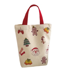 Bolsa de Regalo Navideña Ecológica de Lona con Diseño de Papá Noel y Muñeco de Nieve, Bolsa de Compras - Product Image 1