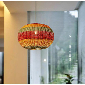 Rattan Pendant <b>Light</b> Round <b>Led</b> Lighting <b>For</b> Living <b>Room</b> Dining <b>Room</b> Study Tea <b>Room</b> Zen Style 40cm 35cm Single Head Chandelier - Product Image 4