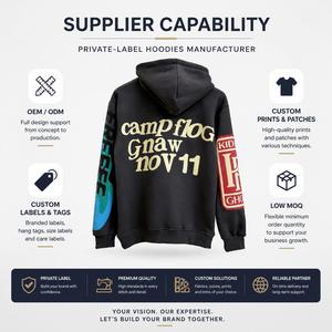 Sweat-shirt à capuche noir pour homme Camp Flog Gnaw Nov 11, imprimé au dos, style streetwear, coupe oversize, manches classiques, en coton French Terry - Product Image 4