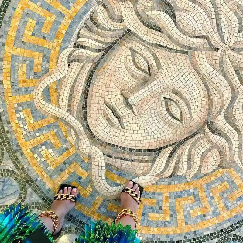 Aanpasbare Marmeren Mozaïek Vloer Medaillons Vierkante Marmeren Vloer Medaillons Kunst Decoratie Tegel