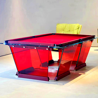 Nuevos Diseños de Alta Gama, Mesa de Billar de Lujo de 8 pies Personalizable, Estilo Moderno, Mesa de Billar Americana para Interiores, Cristal Rojo