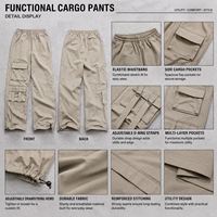 Pantalon Cargo OEMTrack pour Homme, en Coton Blanc, Style Jean, Convertible, Streetwear, Workwear, Coupe Ample et Large, Vêtement Personnalisé