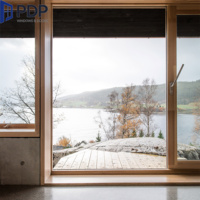 Portes coulissantes en verre translucide coupe-vent en bois recouvert d'aluminium haute performance, finies pour une utilisation en chambre, hall, sous-sol, extérieur