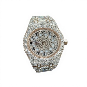 Montre de haute qualité en acier inoxydable avec verre serti, style Hip Hop, boîtier squelette en moissanite, résistante à l'eau 10 bars, ornée de moissanites taillées de clarté VVS - Product Image 1