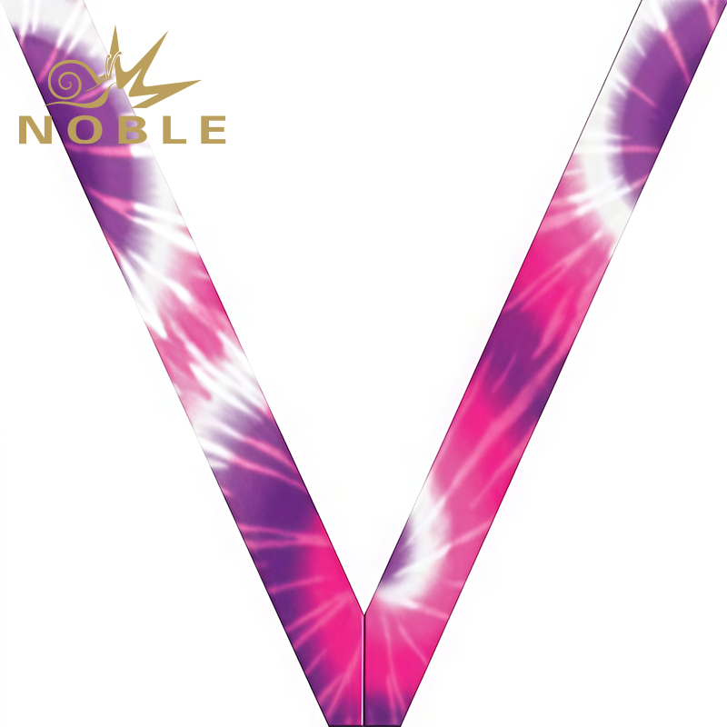 Customized Tie Dye Pink Sateen Neck Ribbon Colored Neck Medal Ribbon Lanyard with Snap Clip